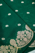 Emerald Green Soft Silk Zari Buti Banarasi Saree
