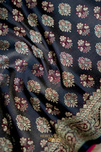 Black Satin Reshami Dohra Ektara Banarasi Silk Saree
