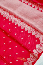 Cherry Pink Soft Silk Zari Buti Banarasi Saree