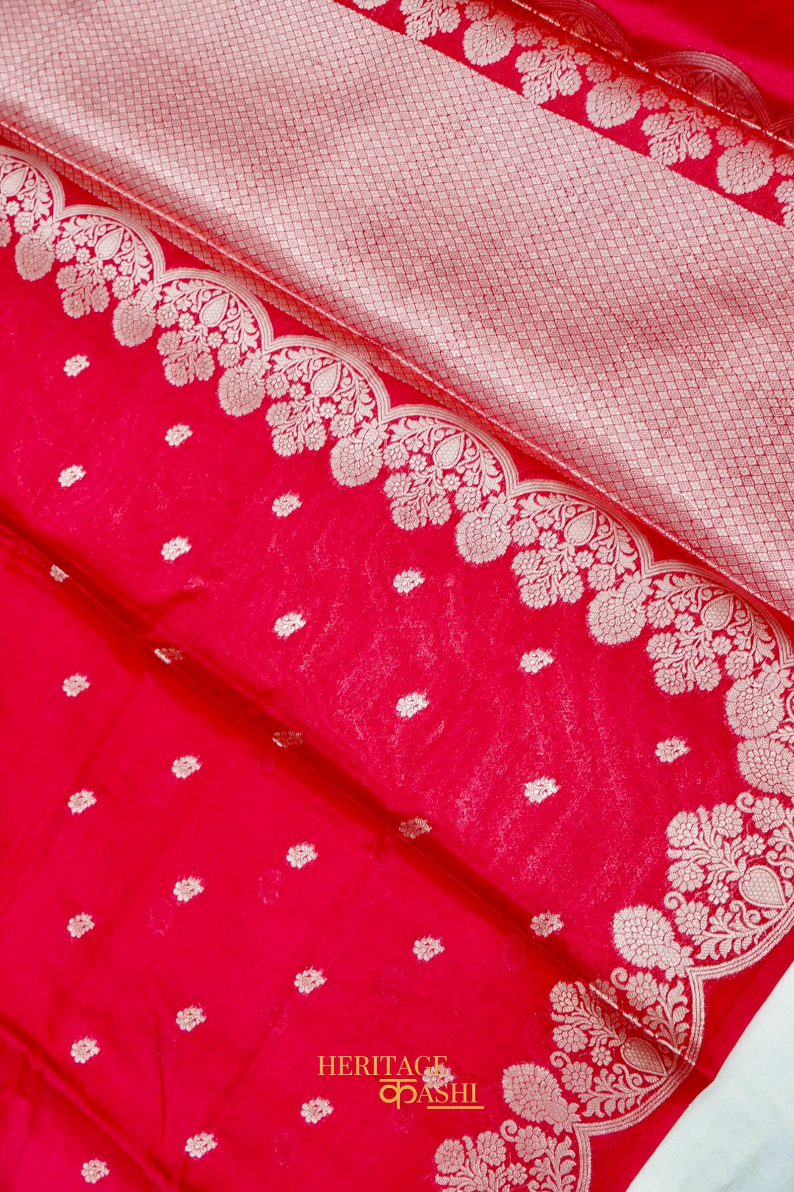 Cherry Pink Soft Silk Zari Buti Banarasi Saree