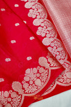 Cherry Pink Soft Silk Zari Buti Banarasi Saree