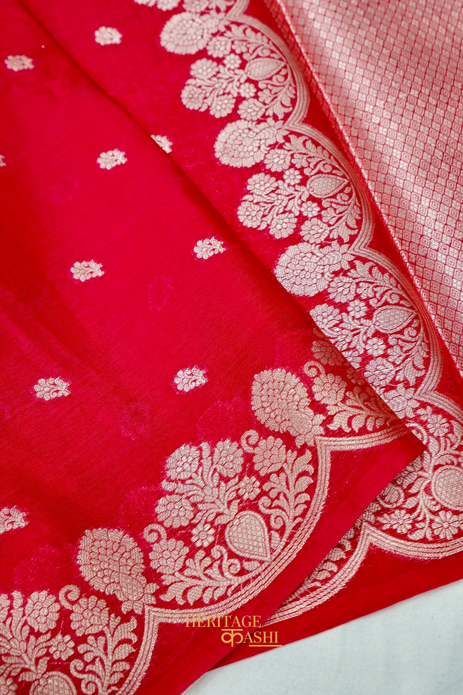 Cherry Pink Soft Silk Zari Buti Banarasi Saree