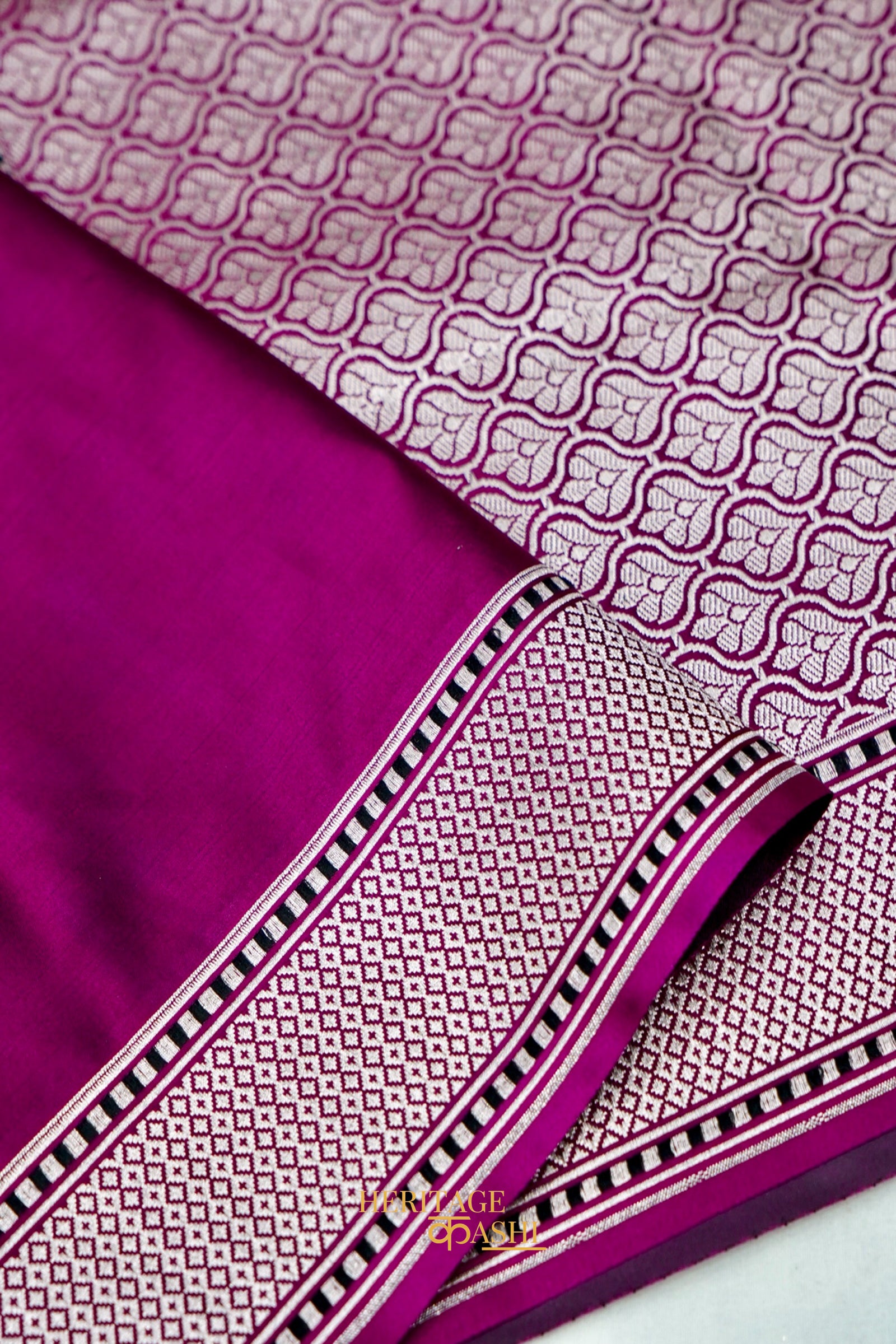 Premium Magenta Katan Traditional Koniya Border Silk Saree