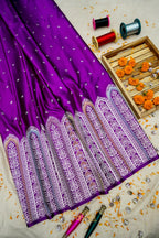 Royal Purple Mashru Meenakari Skirt Border Banarasi Silk Saree