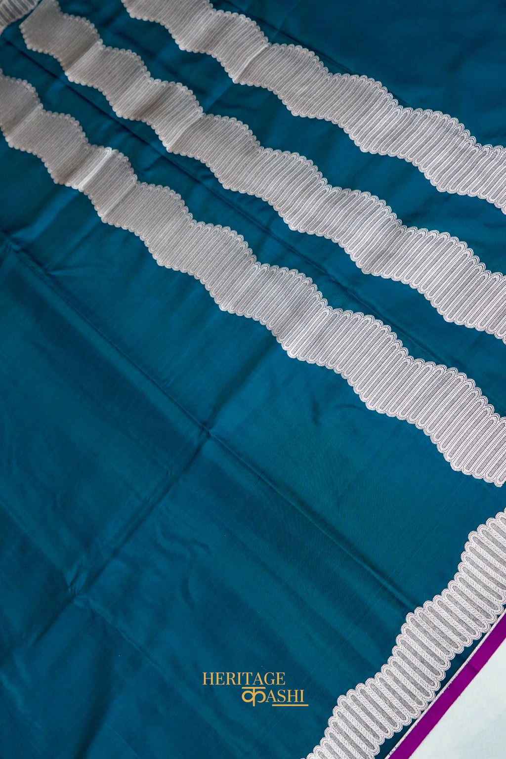 Deep Teal Blue Soft Katan Designer Border Silk Saree