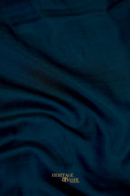 Deep Teal Blue Soft Katan Designer Border Silk Saree