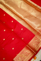 Red Katan Banarasi Silk Saree with Rich Paisley Zari Border