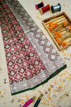 Rose Pink Katan Rangkat Banarasi Silk Saree with Silver Zari Border