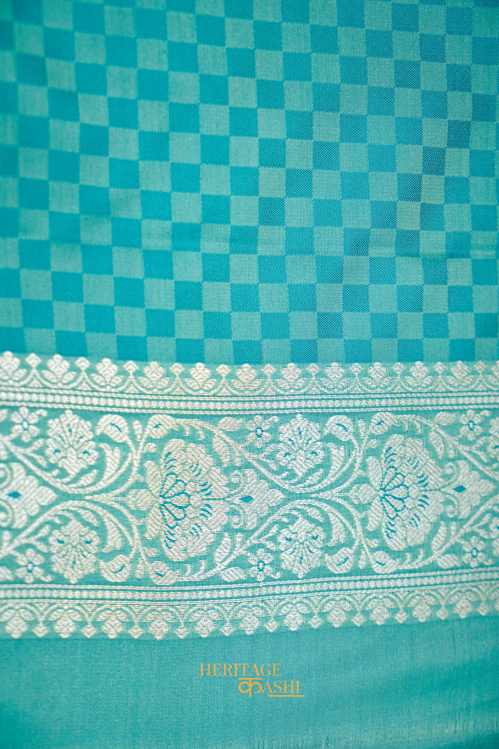 Aqua Green Katan Rangkat Silk Saree
