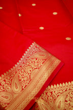 Red Katan Banarasi Silk Saree with Rich Paisley Zari Border