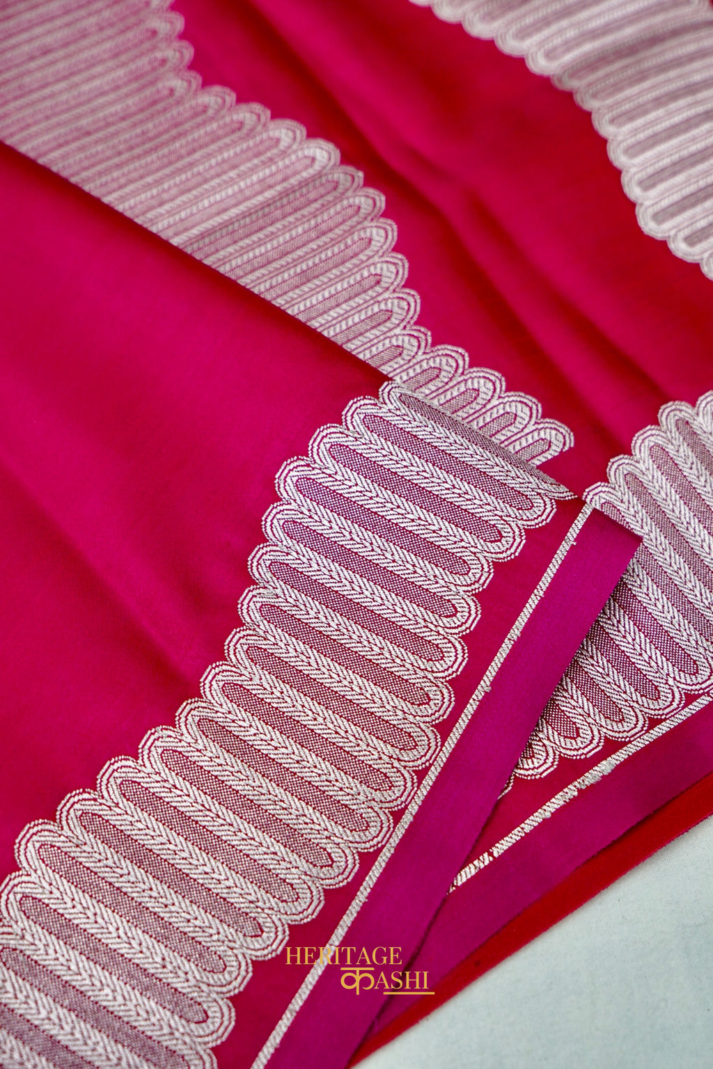 Hot Pink Soft Katan Designer Border Silk Saree