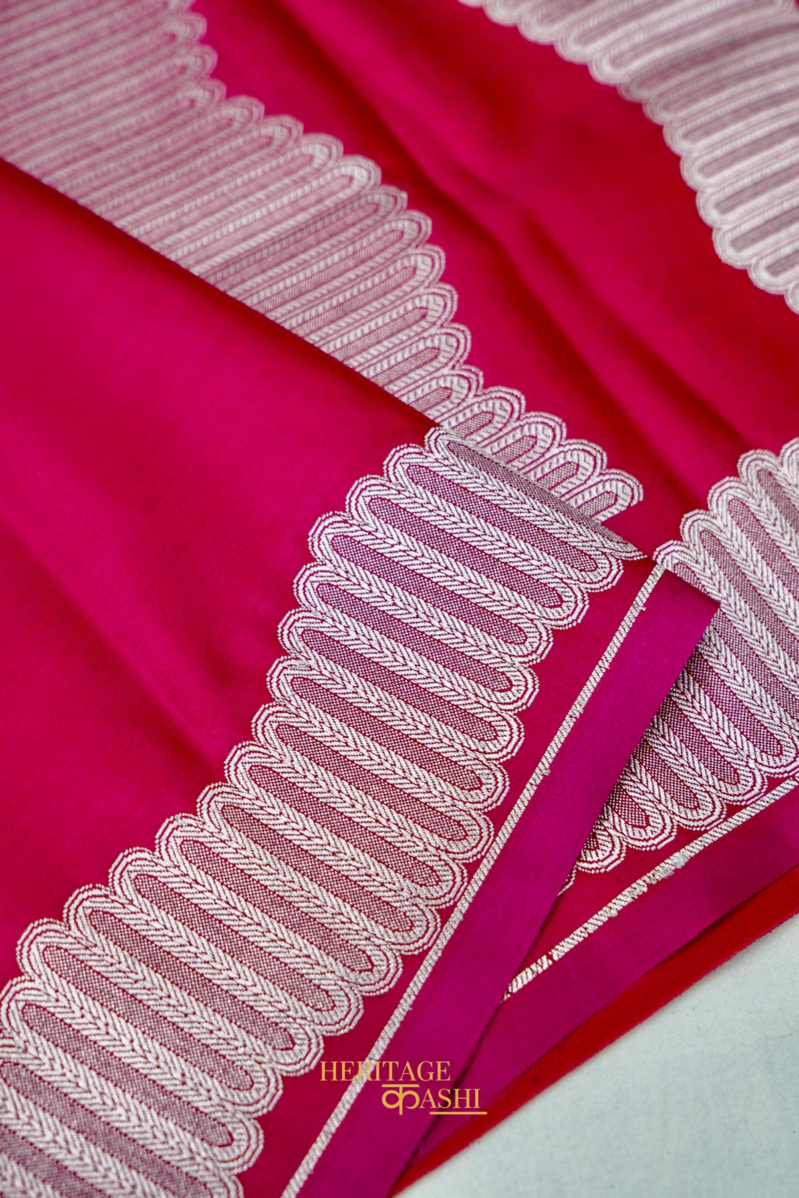 Hot Pink Soft Katan Designer Border Silk Saree