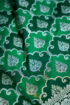 Emerald Green Rangkat Banarasi CEmerald Green Katan Rangkat Banarasi Silk Saree with Silver Zari Borderotton Saree with Silver Zari Border