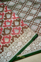 Rose Pink Katan Rangkat Banarasi Silk Saree with Silver Zari Border