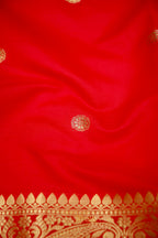Red Katan Banarasi Silk Saree with Rich Paisley Zari Border