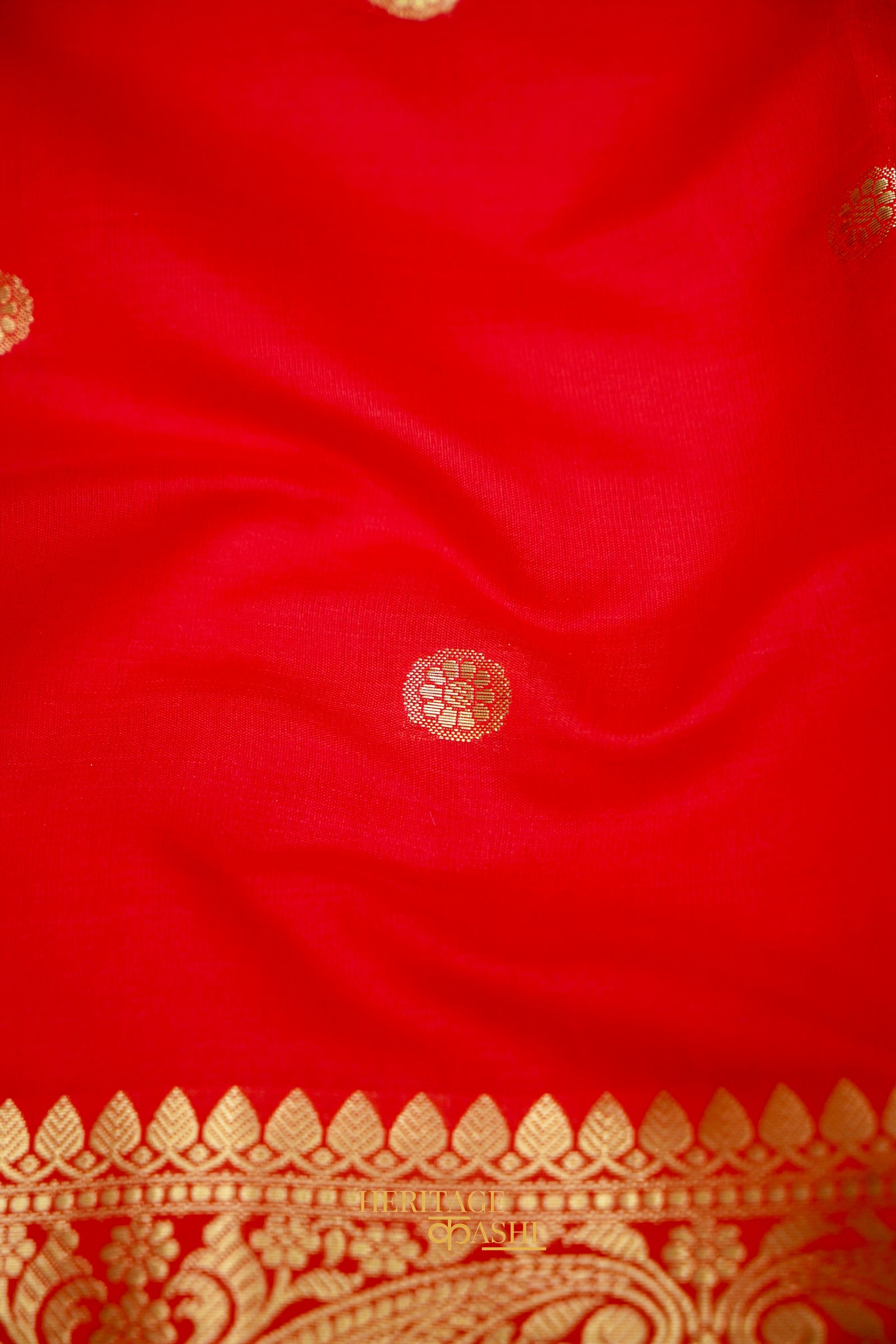 Red Katan Banarasi Silk Saree with Rich Paisley Zari Border