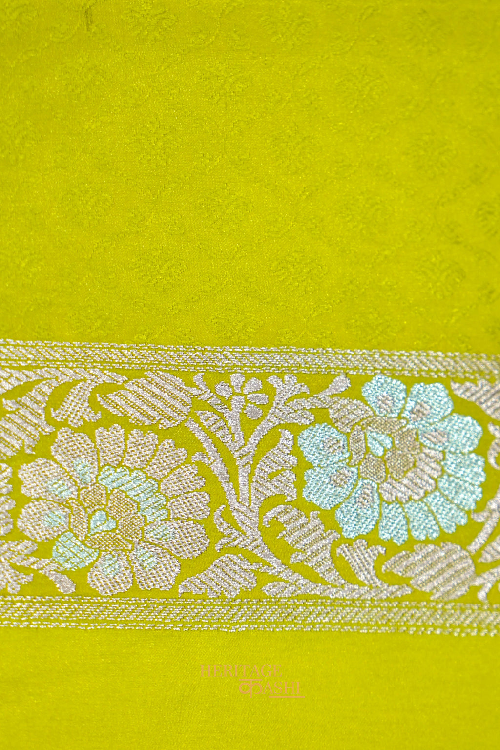 Sunshine Yellow Mashru Multicolour Floral Jaal Motif Silk Saree