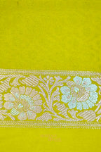 Sunshine Yellow Mashru Multicolour Floral Jaal Motif Silk Saree