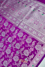 Royal Orchid Purple Mashru Multicolour Floral Jaal Motif Silk Saree