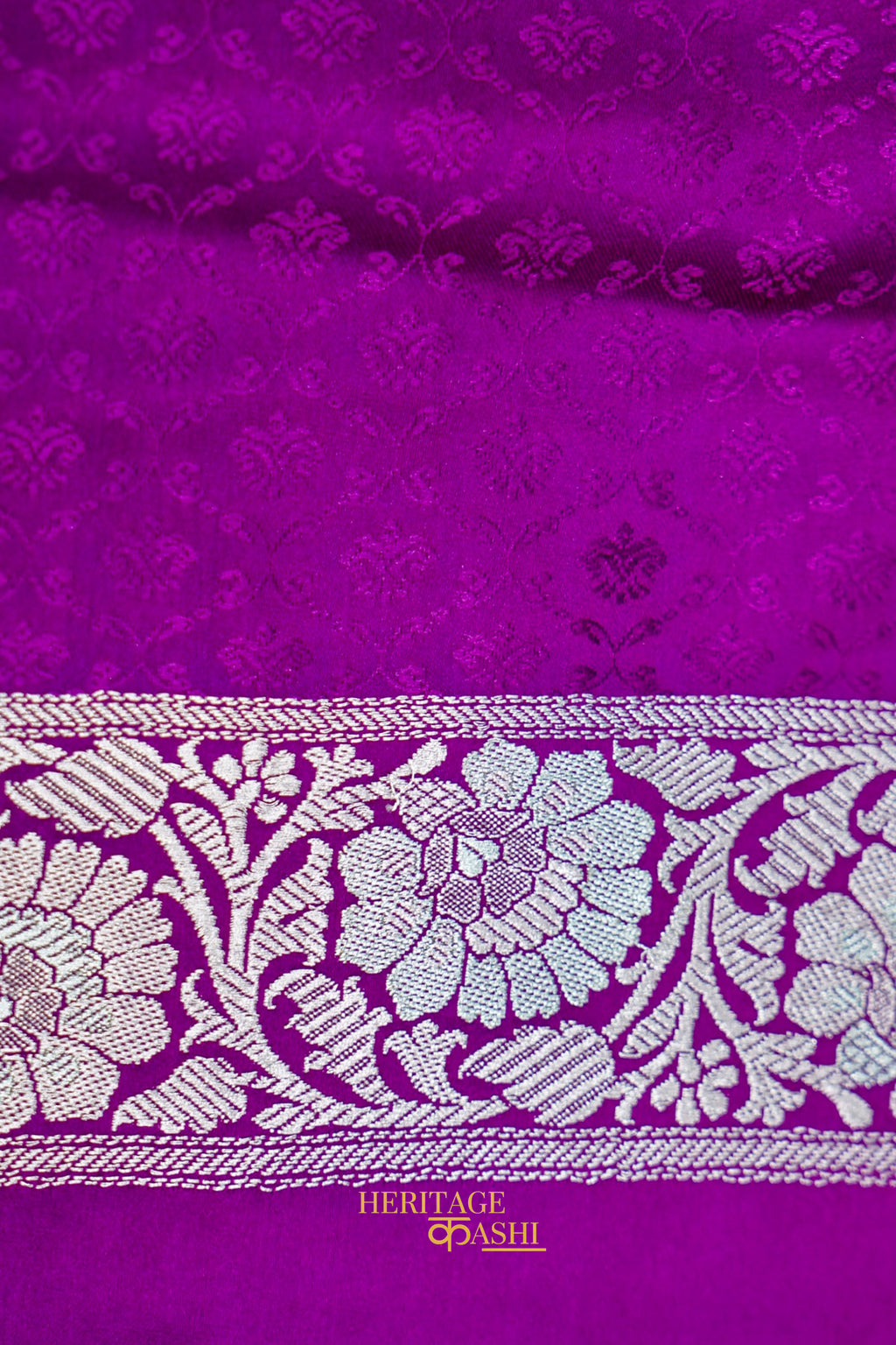 Royal Orchid Purple Mashru Multicolour Floral Jaal Motif Silk Saree