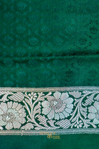Emerald Green Mashru Multicolour Floral Jaal Motif Silk Saree