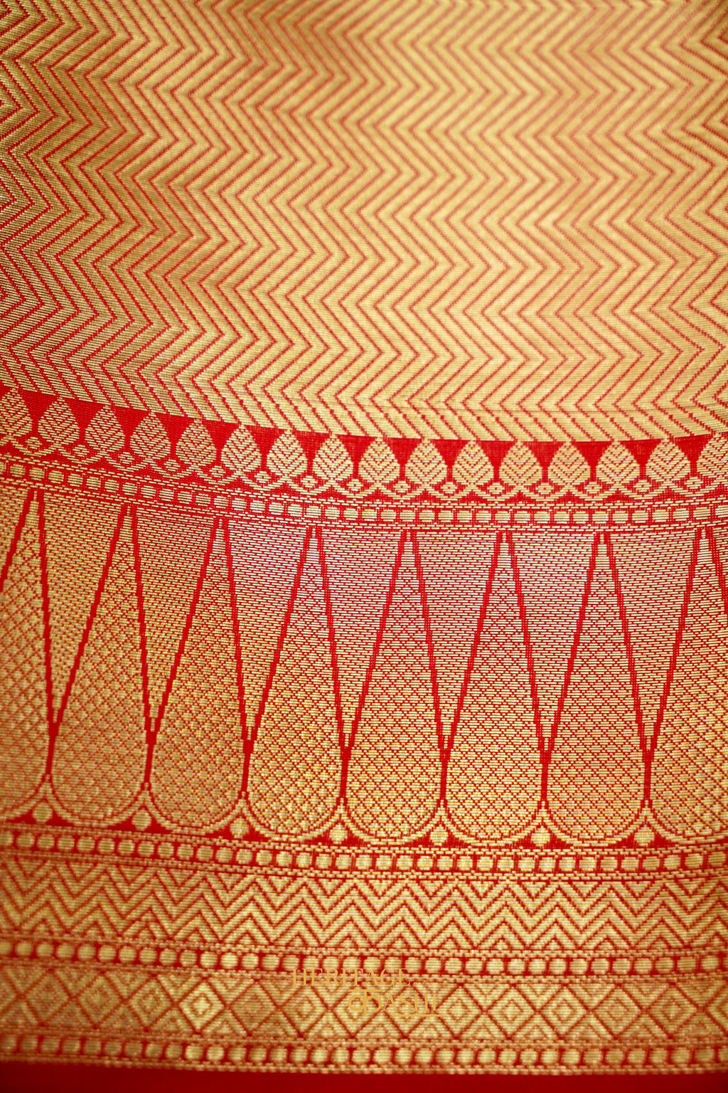 Red Katan Banarasi Silk Saree with Rich Paisley Zari Border