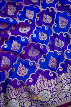 Royal Blue Katan Rangkat Banarasi Silk Saree with Silver Zari Border