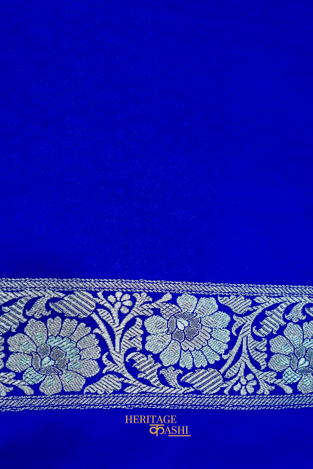Royal Blue Mashru Multicolour Floral Jaal Motif Silk Saree