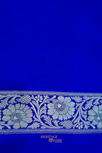 Royal Blue Mashru Multicolour Floral Jaal Motif Silk Saree