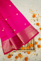 Pink Katan Banarasi Silk Saree with Rich Paisley Zari Border