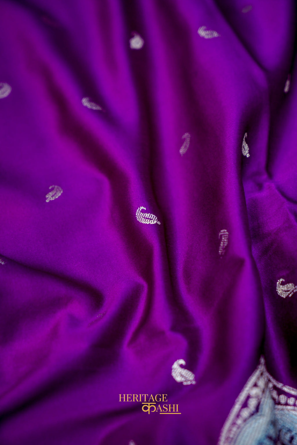 Royal Purple Mashru Meenakari Skirt Border Banarasi Silk Saree