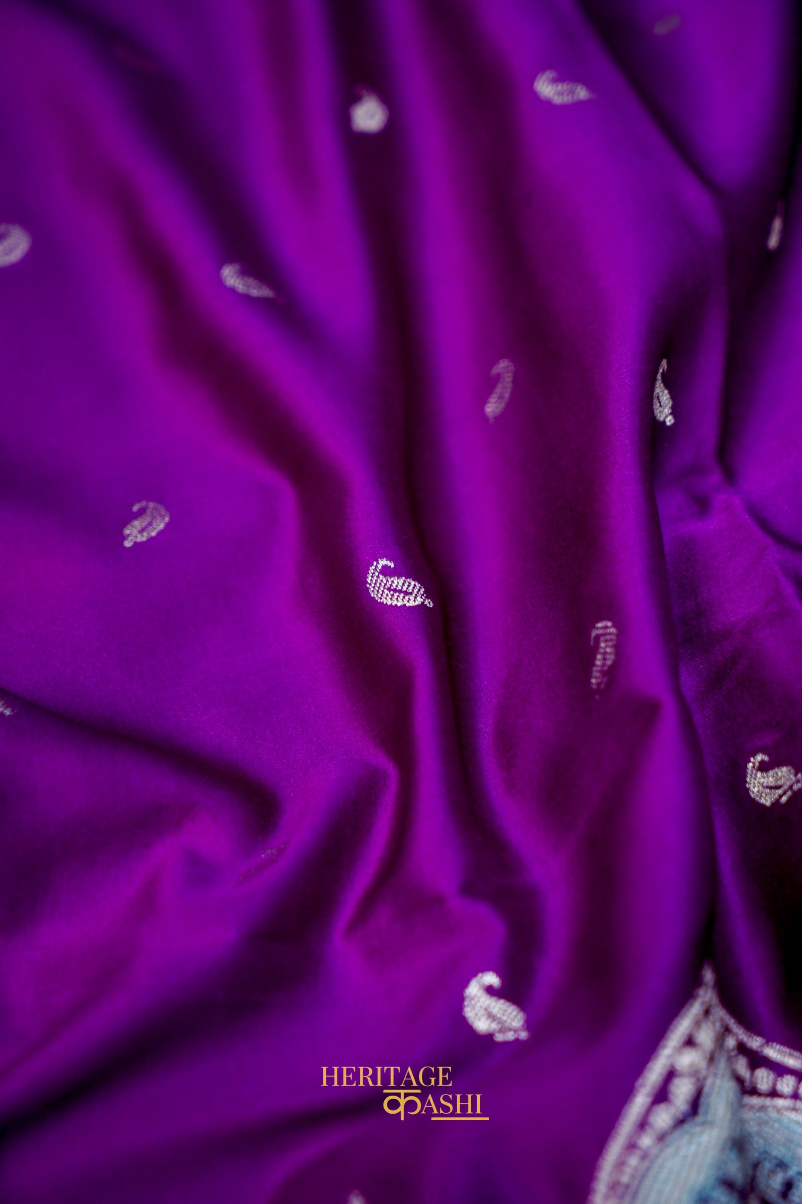 Royal Purple Mashru Meenakari Skirt Border Banarasi Silk Saree