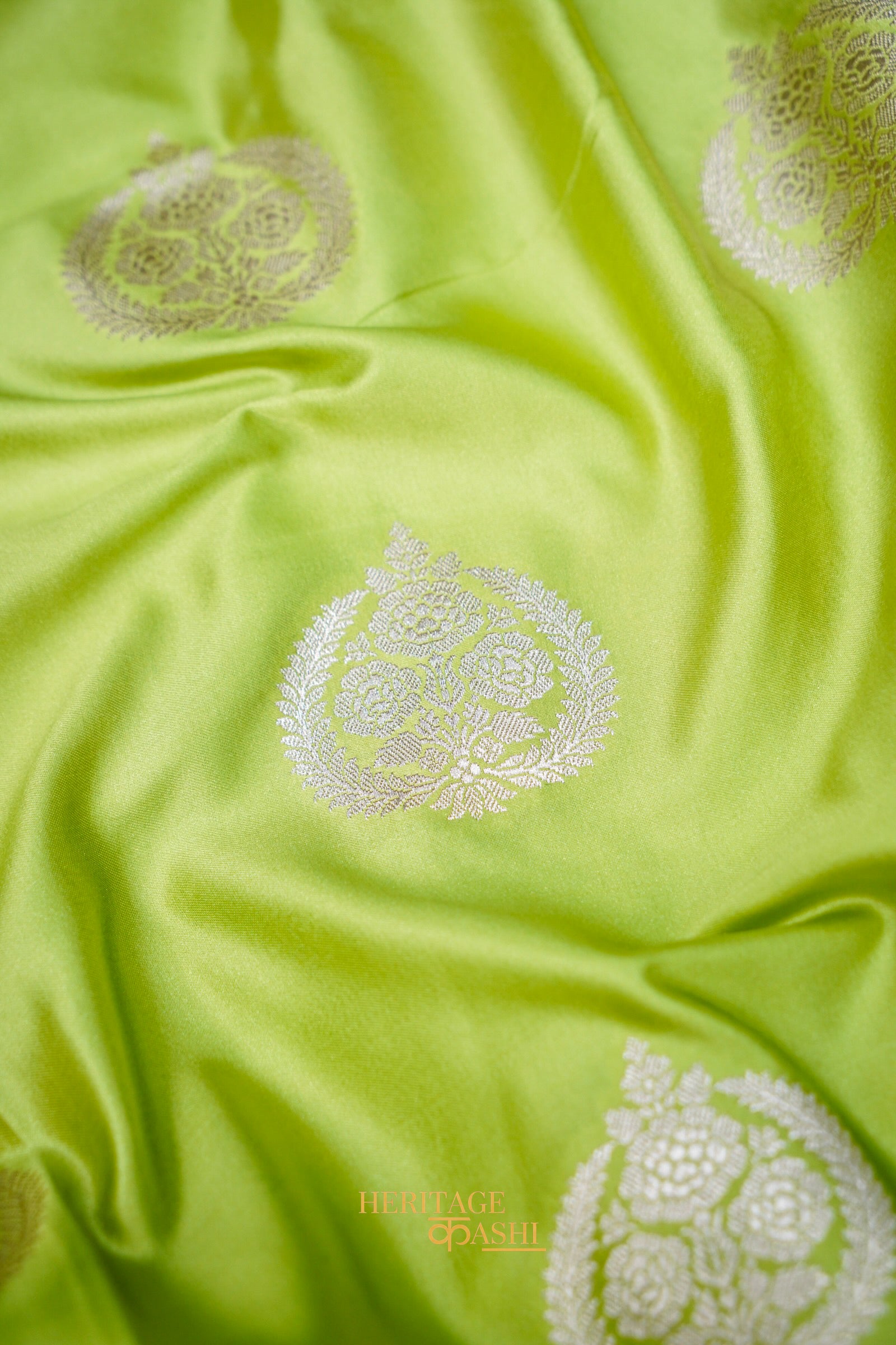Aqua Green Mashru Designer Border Banarasi Silk Saree with Buta