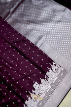 Deep Wine Mashru Katan Banarasi Ghat Silk Saree