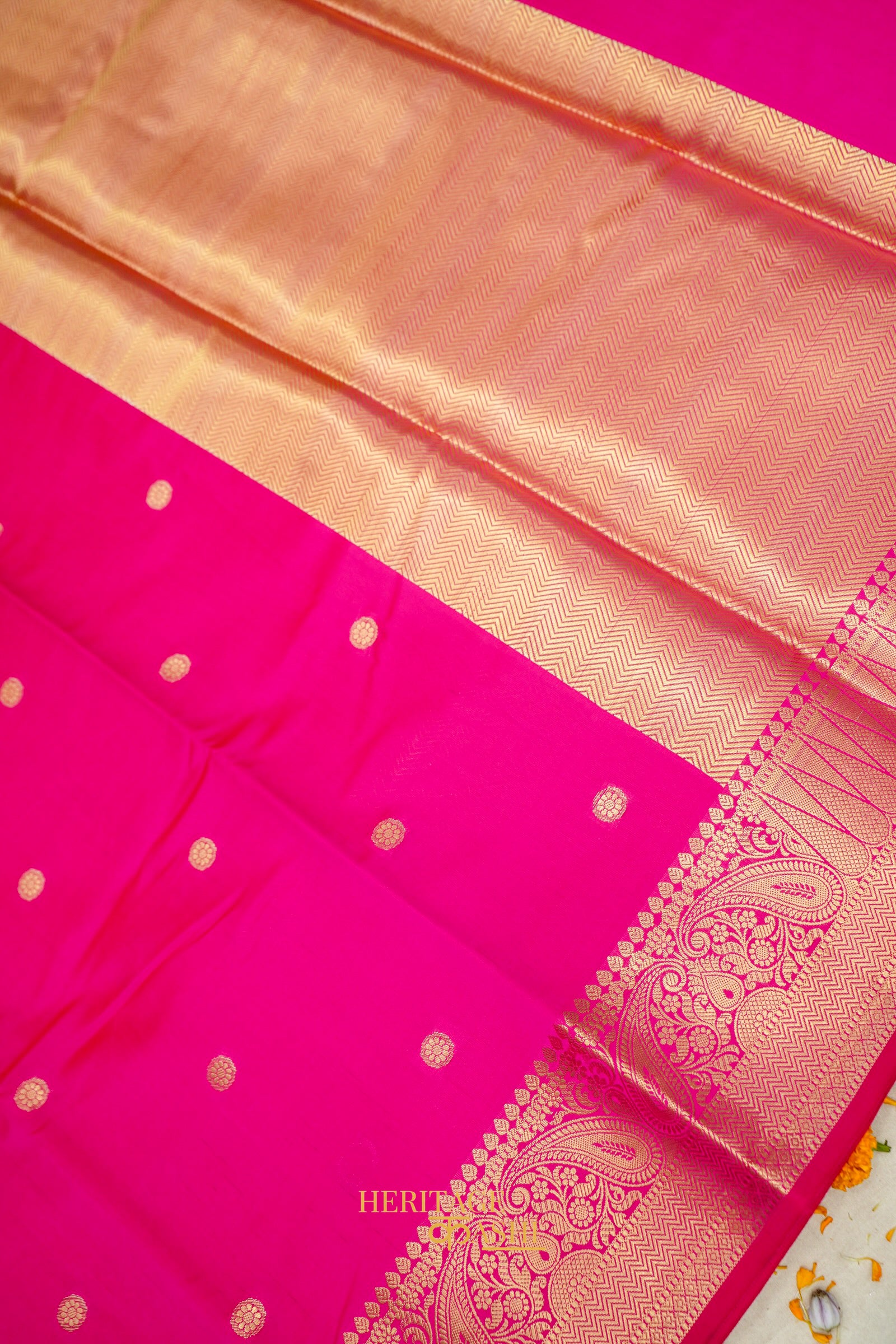 Pink Katan Banarasi Silk Saree with Rich Paisley Zari Border