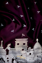 Deep Wine Mashru Katan Banarasi Ghat Silk Saree