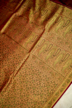 Antique Copper Satin Tanchoi Reshami Ektara Banarasi Silk Saree