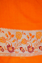 Premium Orange Mashru Paithani Inspired Floral Border Silk Saree