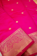 Pink Katan Banarasi Silk Saree with Rich Paisley Zari Border