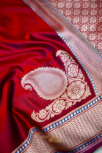 Premium Wine Red Katan Traditional Koniya Border Silk Saree