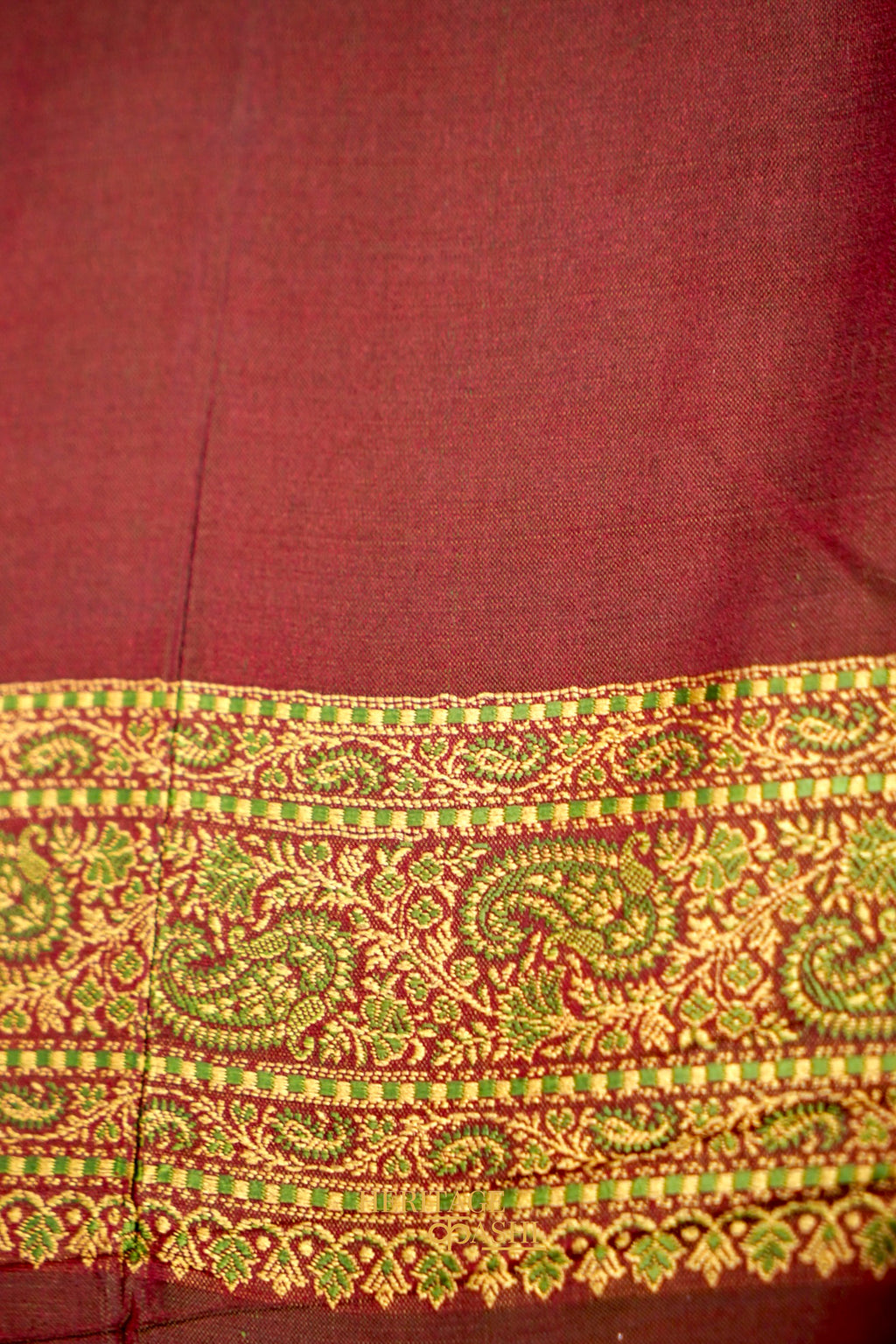 Antique Copper Satin Tanchoi Reshami Ektara Banarasi Silk Saree