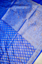 Royal Blue Satin Reshami Dohra Ektara Banarasi Silk Saree