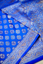Royal Blue Satin Reshami Dohra Ektara Banarasi Silk Saree