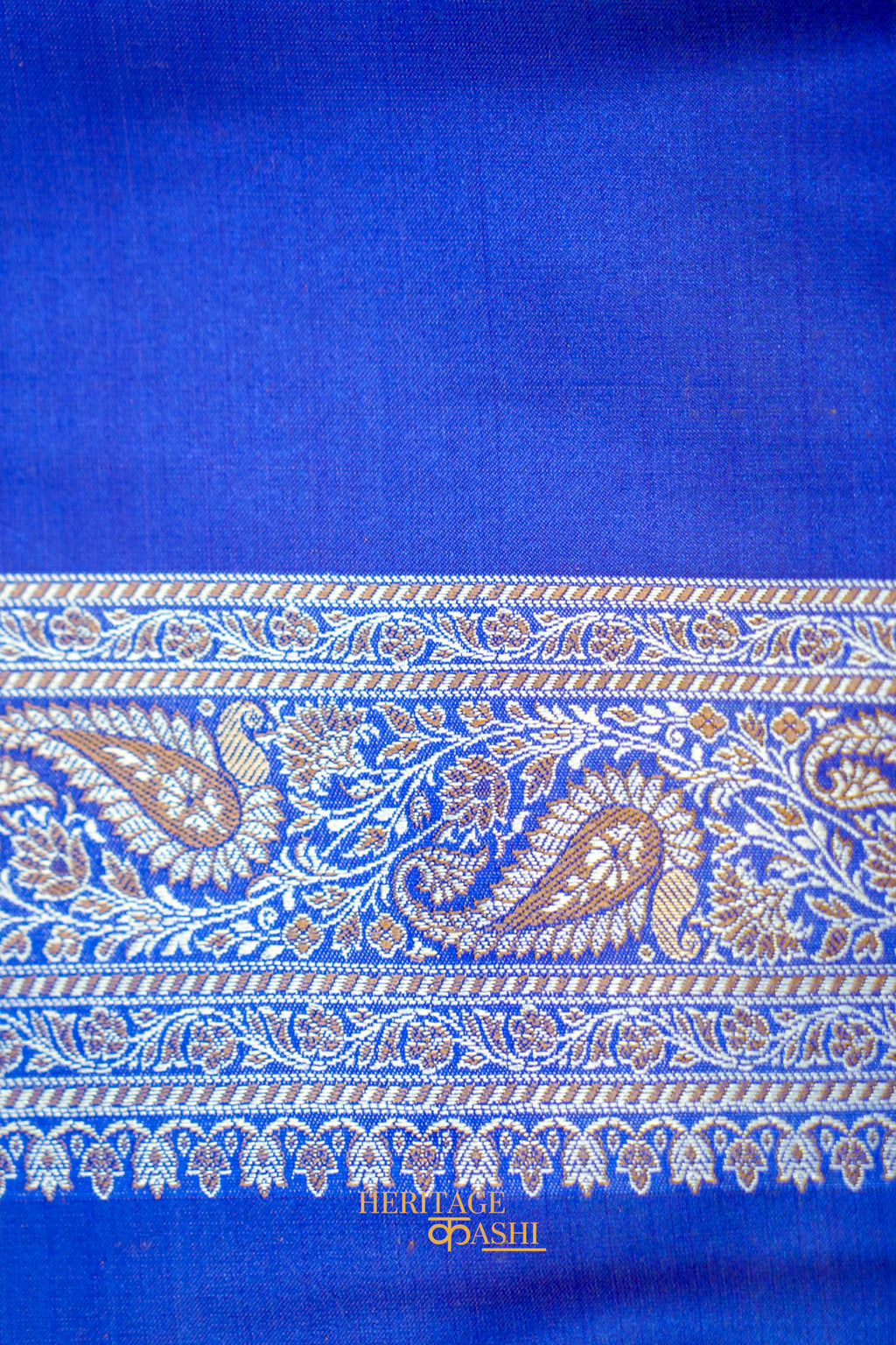 Royal Blue Satin Reshami Dohra Ektara Banarasi Silk Saree
