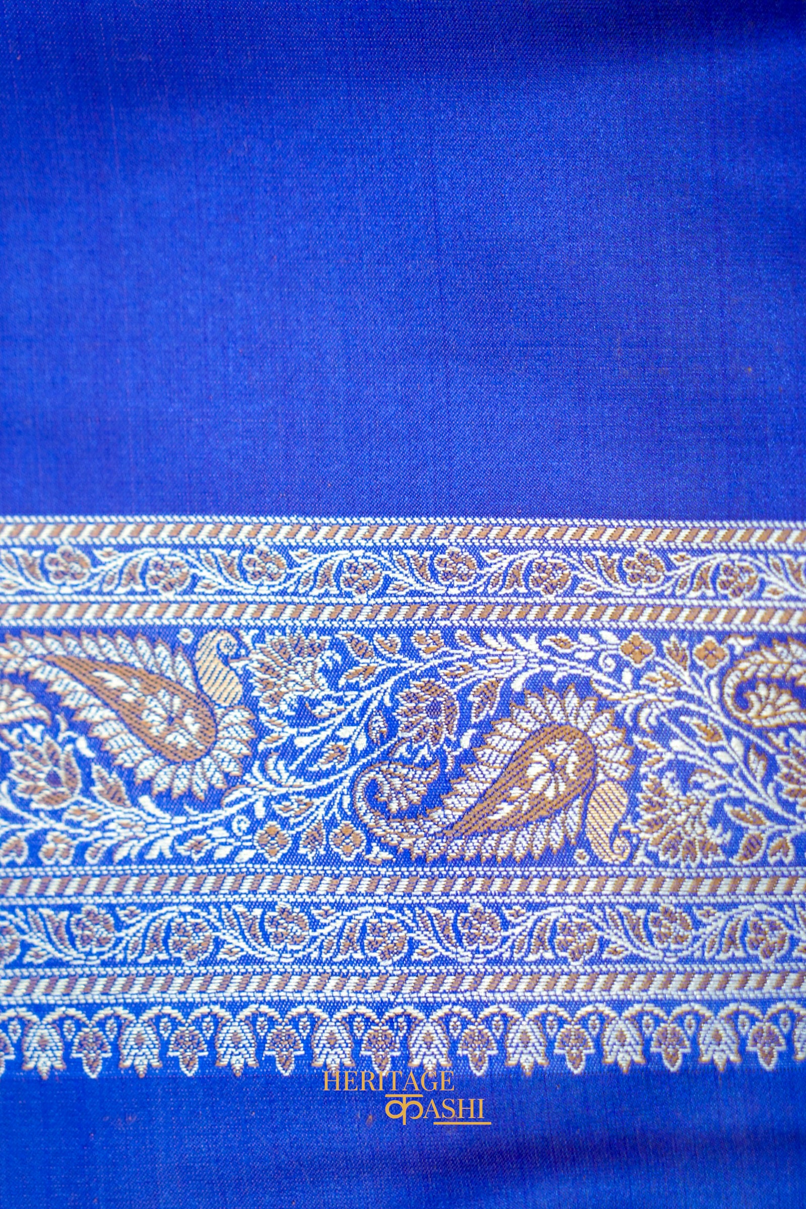 Royal Blue Satin Reshami Dohra Ektara Banarasi Silk Saree