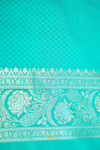 Aqua Blue Katan Silk Saree with Meenakari Motifs & Floral Zari Border