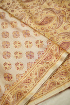 Champagne Beige Satin Reshami Dohra Ektara Banarasi Silk Saree