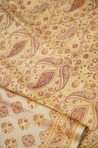 Champagne Beige Satin Reshami Dohra Ektara Banarasi Silk Saree