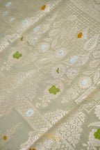 Sage Grey Katan Silk Meenakari Motifs Saree
