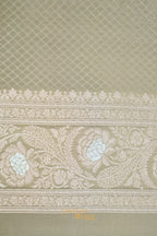 Sage Grey Katan Silk Meenakari Motifs Saree